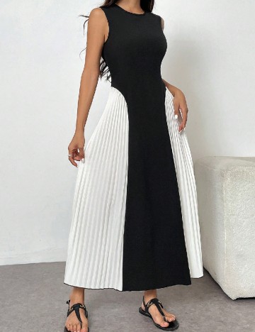 Rochie lunga SHEIN, negru/alb