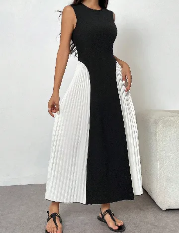 Rochie lunga SHEIN, negru/alb Negru