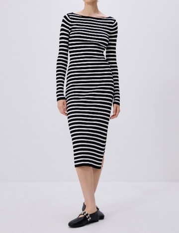 Rochie medie Reserved, alb/negru