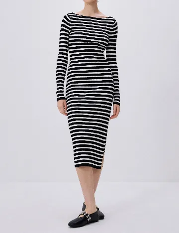 Rochie medie Reserved, alb/negru Negru