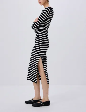 Rochie medie Reserved, alb/negru Negru
