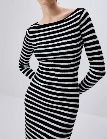 Rochie medie Reserved, alb/negru Negru