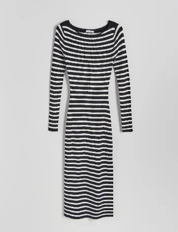 Rochie medie Reserved, alb/negru Negru