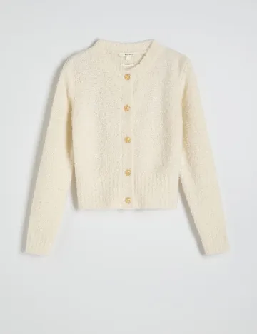 Cardigan Reserved, ecru Alb