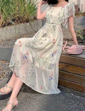 Rochie medie Dazy, ecru Alb