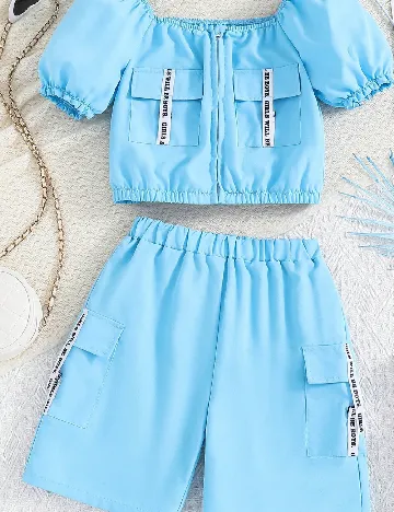 Compleu Shein Kids, albastru Albastru
