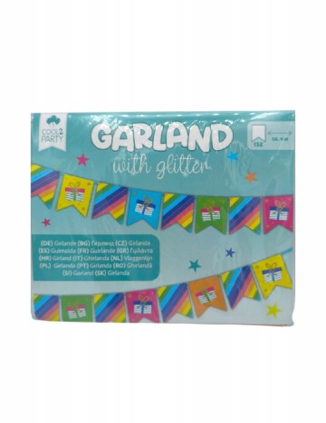Ghirlanda decorativa de ziua de nastere, cu sclipici, lungime 4 metri Cool 2 Party, mix culori