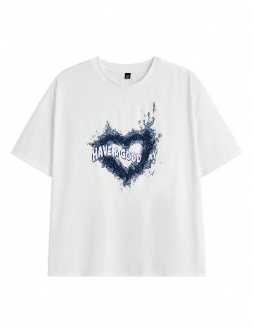 Tricou SHEIN Plus Size Men, alb