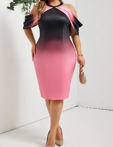 Rochie scurta SHEIN CURVE, negru/roz Roz