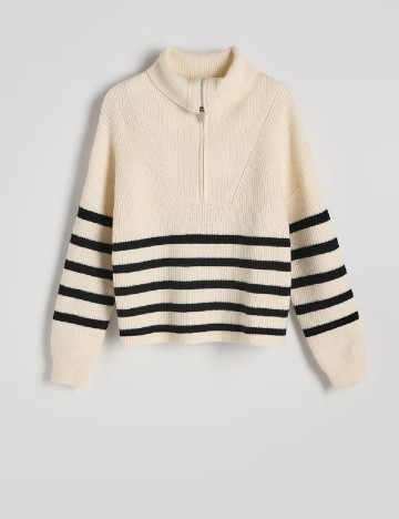Pulover Reserved, crem/negru