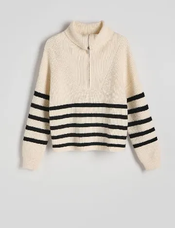 Pulover Reserved, crem/negru Crem