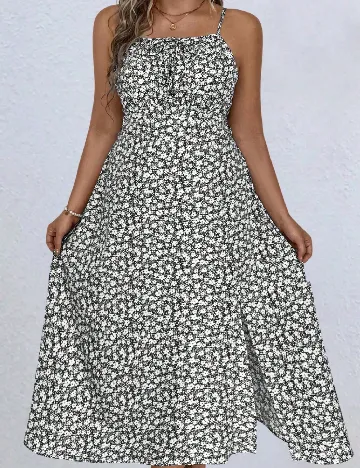 Rochie medie SHEIN CURVE, negru floral Negru