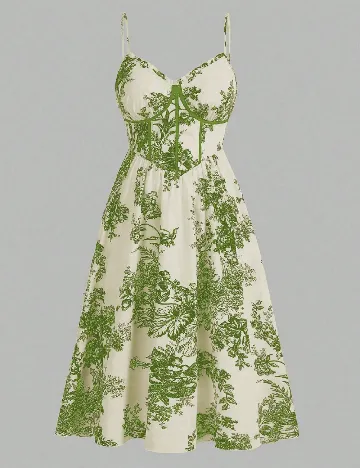 Rochie medie SHEIN CURVE, ecru/verde Verde