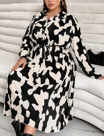 Rochie lunga SHEIN CURVE, crem/negru Crem