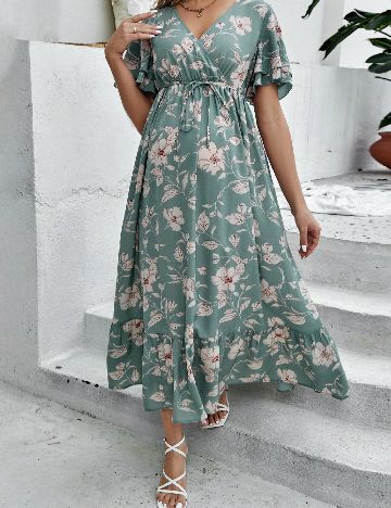 Rochie lunga SHEIN Maternity, verde