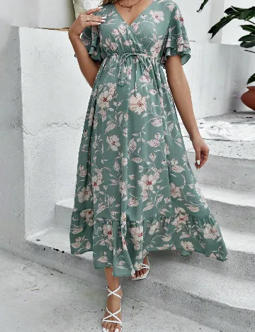 Rochie lunga SHEIN Maternity, verde Verde