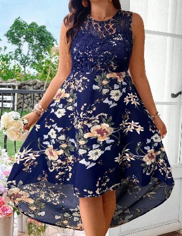 Rochie medie SHEIN CURVE, albastru