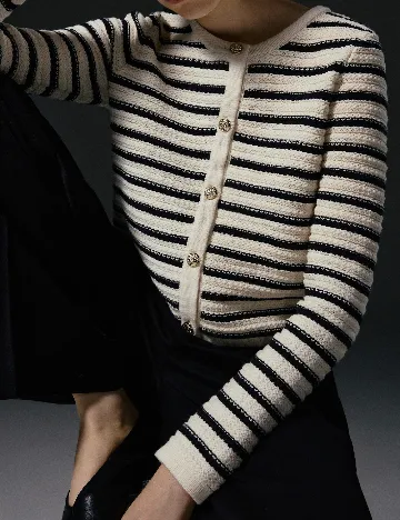 Cardigan Reserved, ecru Alb