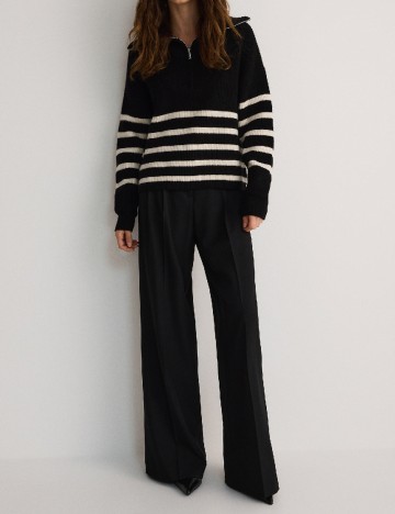 Pulover Reserved, negru/alb