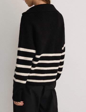 Pulover Reserved, negru/alb