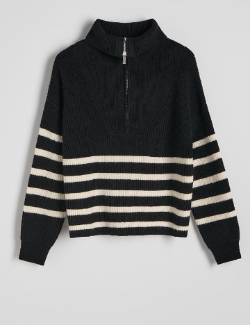Pulover Reserved, negru/alb