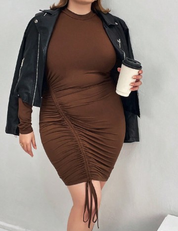 Rochie scurta SHEIN CURVE, maro