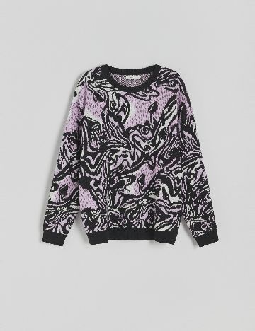 Pulover Reserved, negru/mov