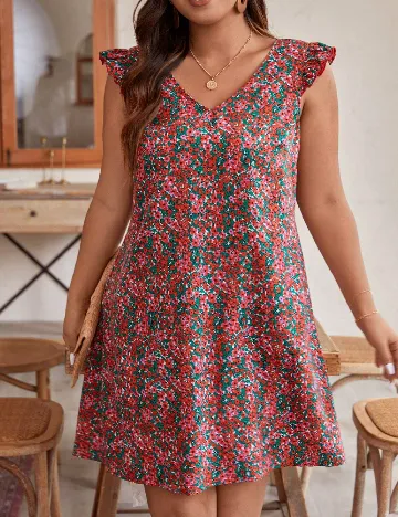 Rochie scurta SHEIN CURVE, floral print Floral print