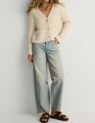 Cardigan Reserved, ecru Alb