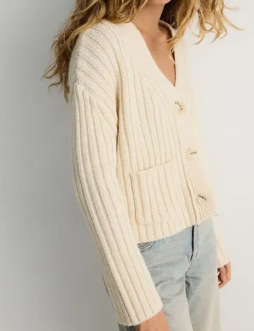 Cardigan Reserved, ecru Alb