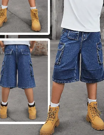 Pantaloni scurti Shein Kids, albastru Albastru