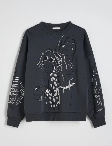 Bluza Oversize Reserved, gri Gri