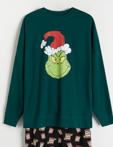 Pijama Reserved, verde/negru