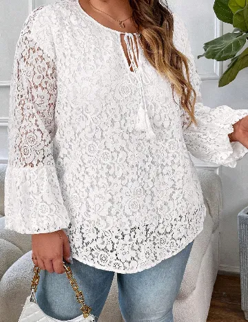Bluza SHEIN CURVE, alb Alb