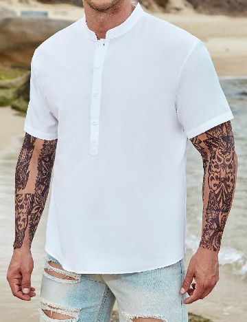 Camasa SHEIN Plus Size Men, alb