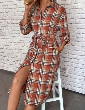 Rochie medie SHEIN, caramiziu