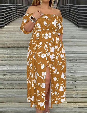 Rochie lunga SHEIN CURVE, caramiziu