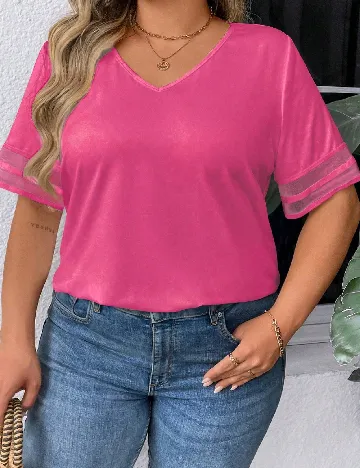 Tricou SHEIN CURVE, roz Roz