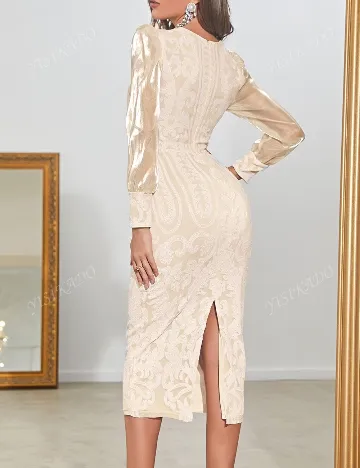 Rochie medie Giffniseti, crem Crem