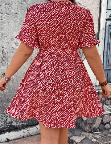 Rochie scurta SHEIN CURVE, alb/rosu Rosu