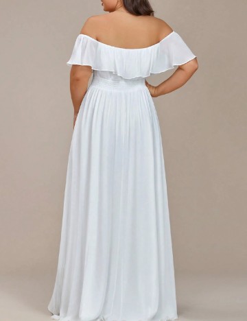 Rochie lunga Ever-Pretty Plus Size, alb