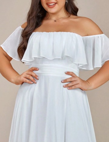 Rochie lunga Ever-Pretty Plus Size, alb