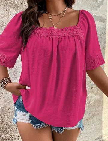 Tricou SHEIN CURVE, roz Roz