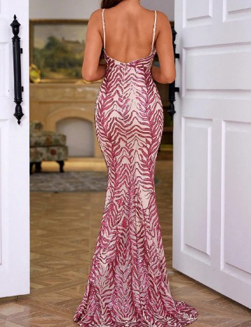 Rochie lunga Love&Lemonade, crem/roz