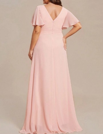 Rochie lunga Ever-Pretty Plus Size, roz pudra