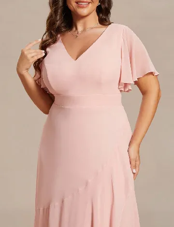Rochie lunga Ever-Pretty Plus Size, roz pudra Roz