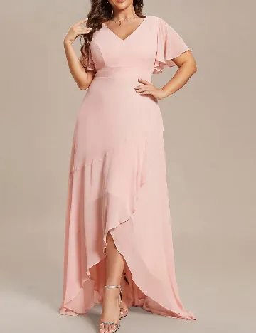 Rochie lunga Ever-Pretty Plus Size, roz pudra Roz