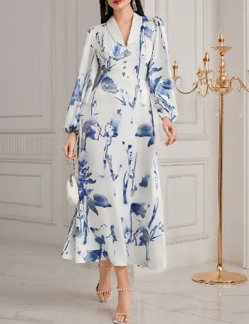 Rochie lunga SHEIN, albastru/alb Albastru