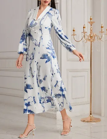 Rochie lunga SHEIN, albastru/alb Albastru