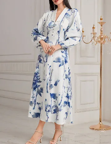 Rochie lunga SHEIN, albastru/alb Albastru